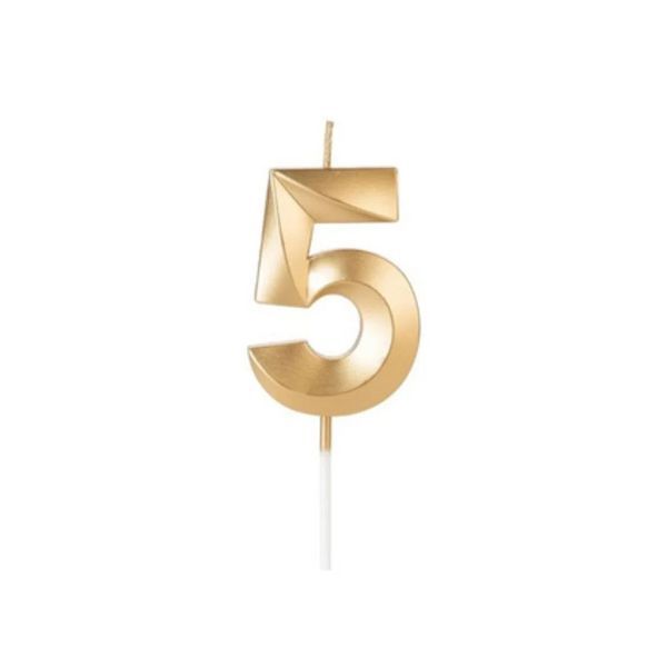 Vela Design Dourada – Número 5