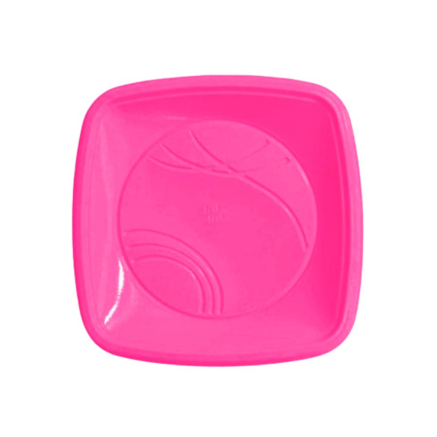 Prato Quadrado Biodegradável 21 cm Pink c...