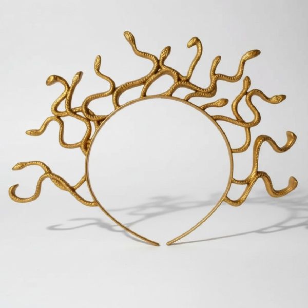 Tiara Medusa Dourado Plástico – Unidade