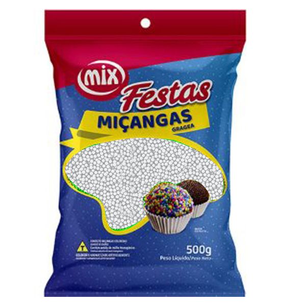 Confeito Miçanga Branca 500g – Mix