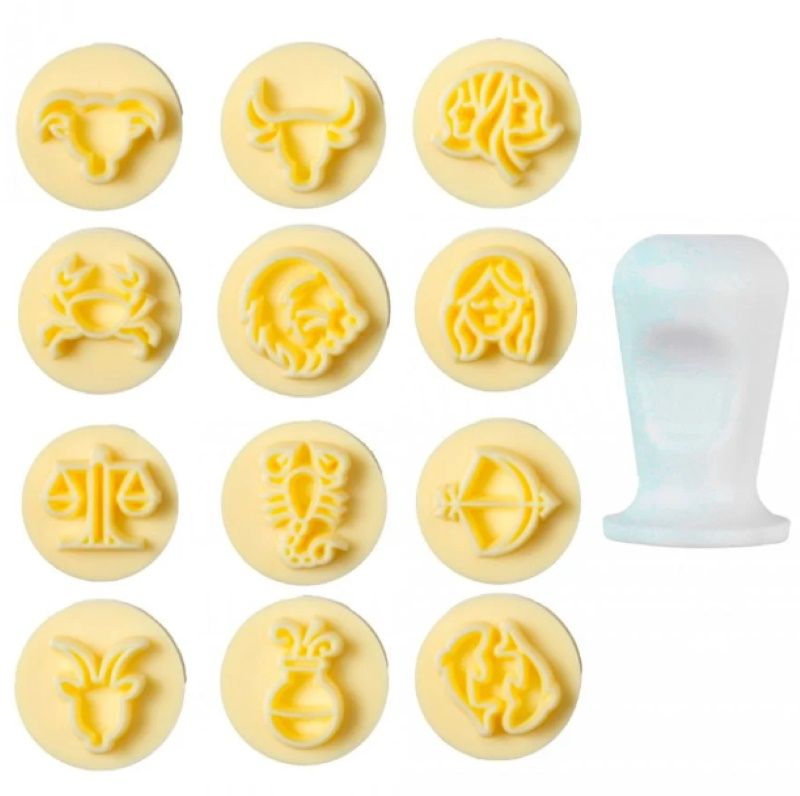 Kit Carimbos Signos Amarelo 2cm C/12 - Bl...