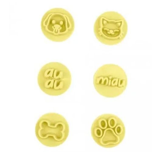 Kit Carimbos Pets Amarelo (2 cm) C/6 - Bl...