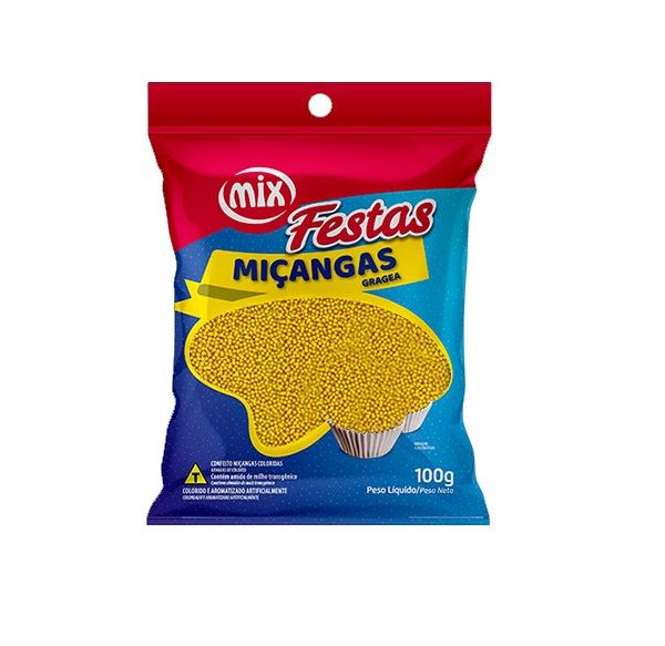 Confeito Miçanga Amarela 100g – MIX