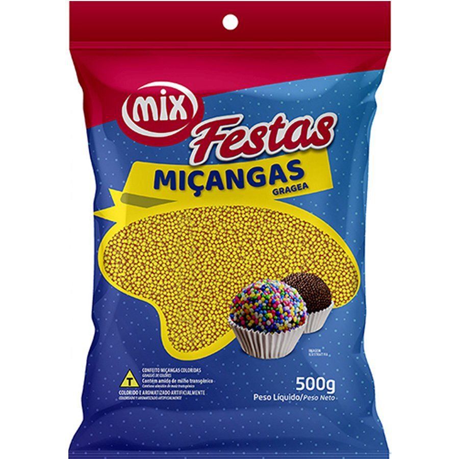 Confeito Miçanga Amarelo 500g – Mix