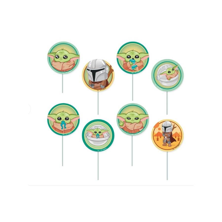 Picks Decorativos Grogu – 08 Unidades