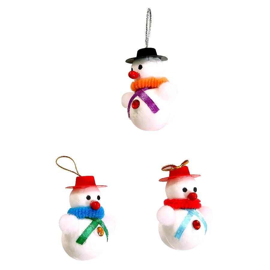 Pendente Boneco de Neve com 3 Unidades – 5cm