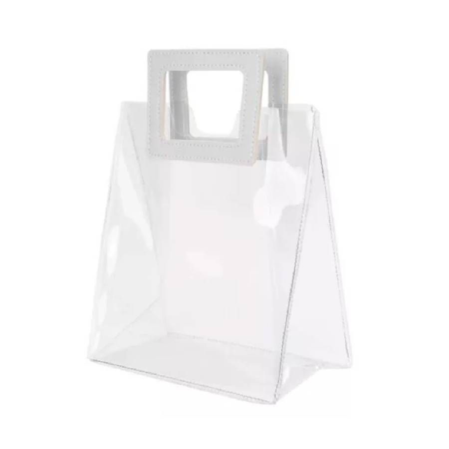 Sacola PVC 18x10x20cm com Alça de Couro S...