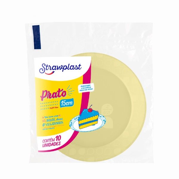 Prato Redondo 15 cm Amarelo Candy com 10 ...