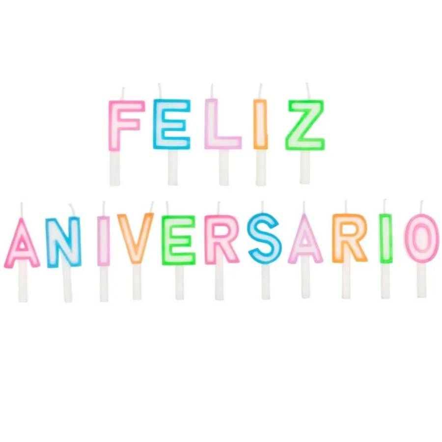 Vela Feliz Aniversário Neon - Silver